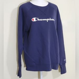 Vintage Spellout Champion Navy Blue Pullover Crewneck Sweatshirt Women's Size L